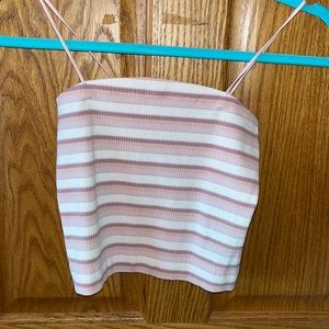American eagle pink striped crop top